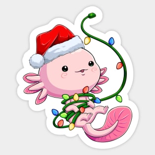 Santa Axolotl Tangled in Festive Cheer Sticker